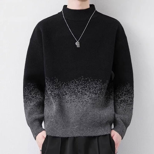 Men’s Gradient Pullover Sweater with Long Sleeves – Loose Fit, Easy Layering
