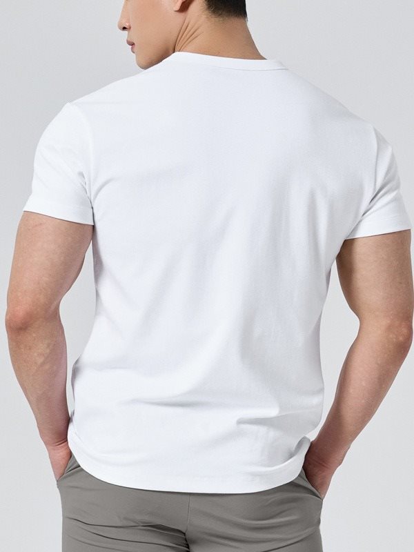 Men’s Short Sleeve T-Shirt Round Neck Solid Color Relaxed Fit