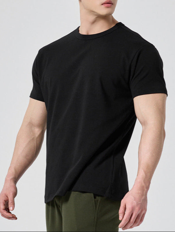 Men’s Short Sleeve T-Shirt Round Neck Solid Color Relaxed Fit